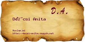Décsi Anita névjegykártya