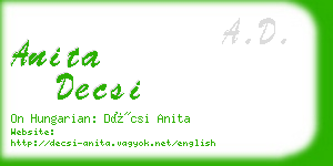 anita decsi business card